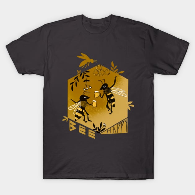 Bee happy T-Shirt by Petit Faon Prints